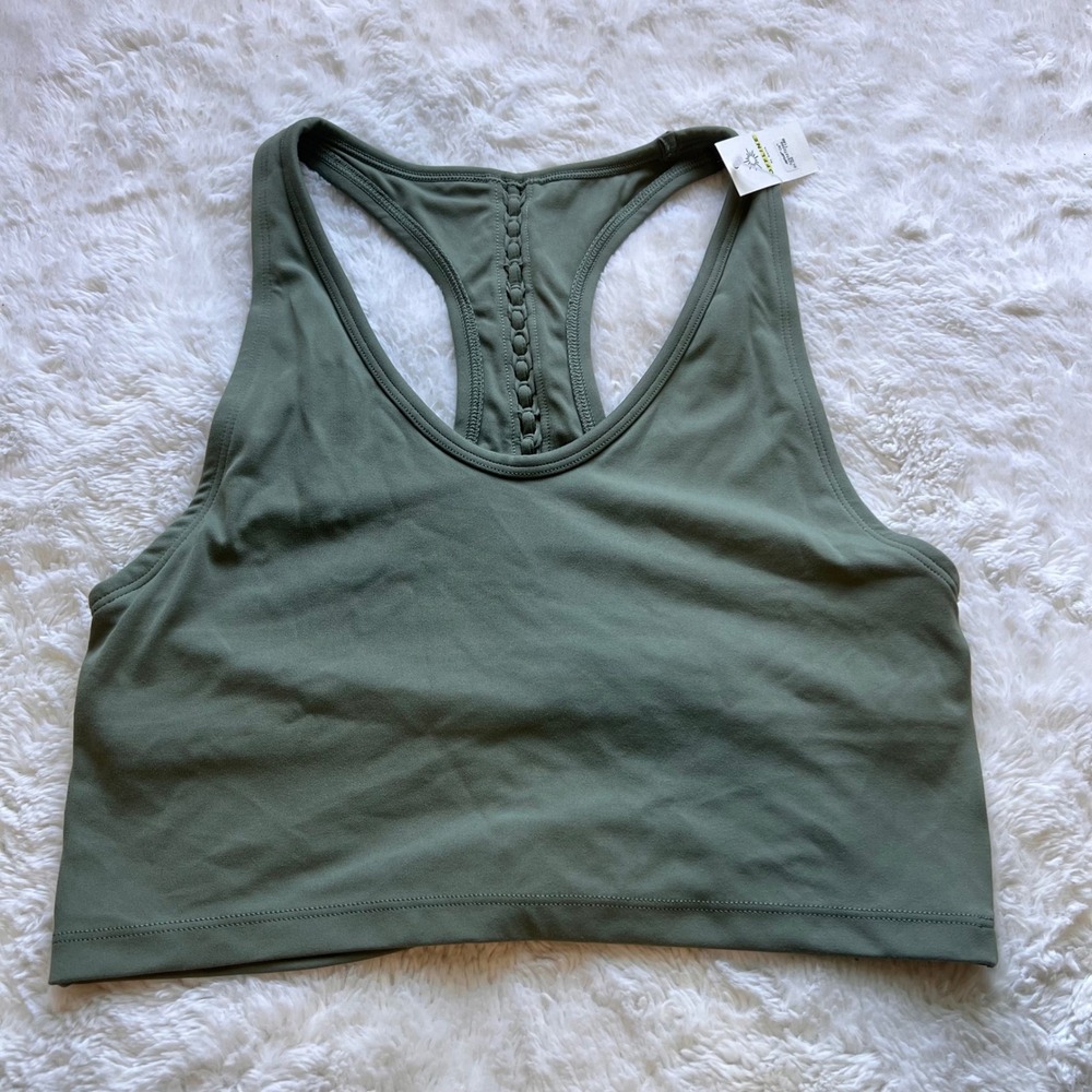 OFFLINE by Aerie Real Me Xtra Recharge Bra Olive Green Braided Racerback Medium